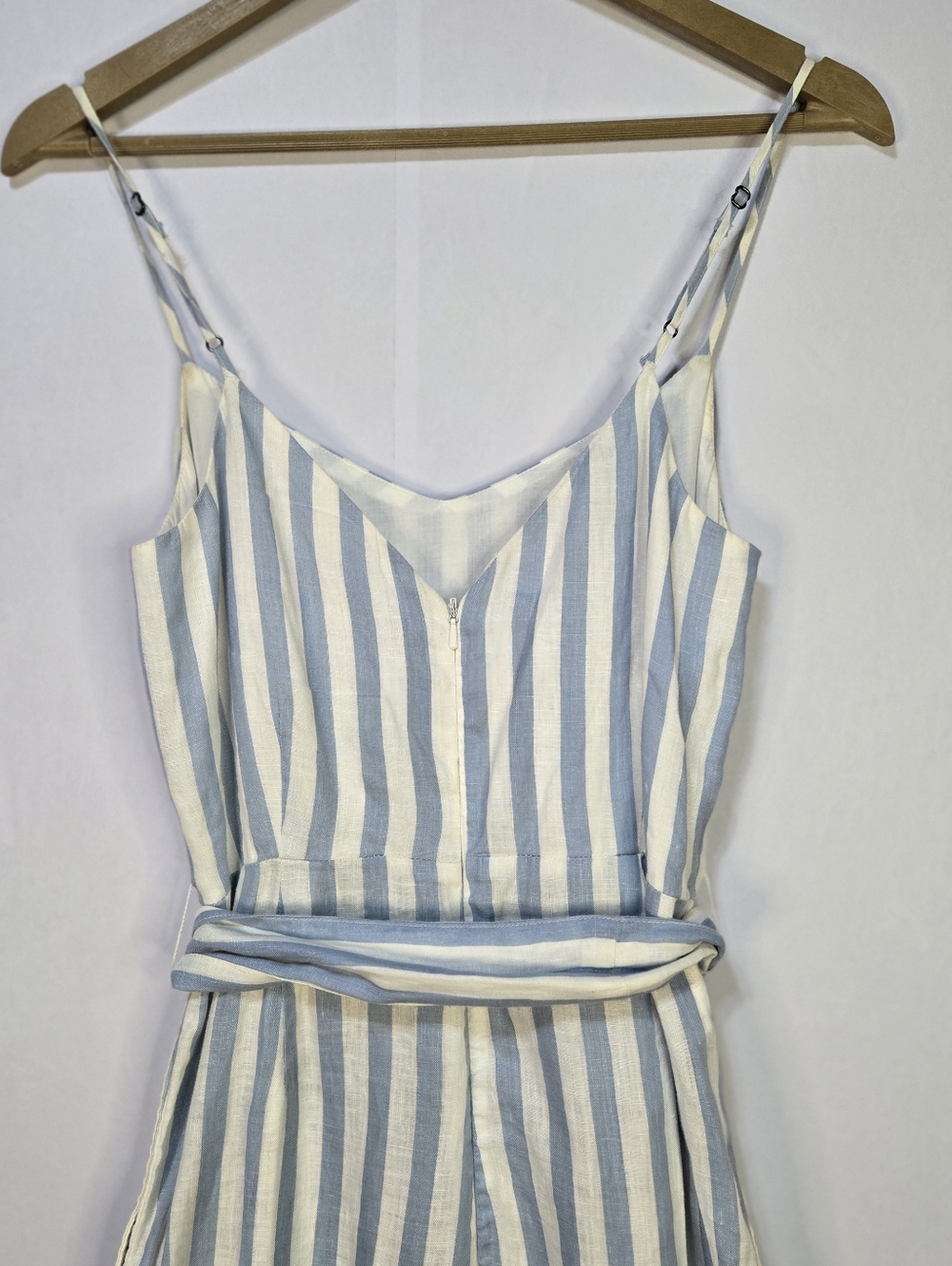 MANGO Casual Size XS Striped Blue & White Maxi Jumpsuit with Tie Waist - Picture 7 of 9